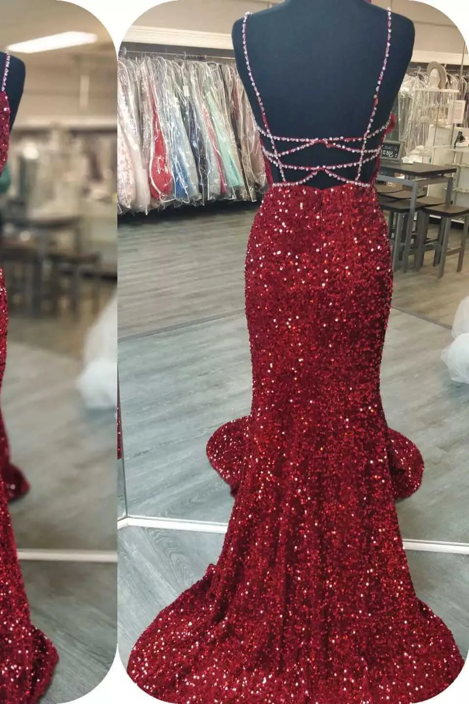 2025 Royal Blue Sequin Beaded Mermaid Prom Dresses Spaghetti Straps