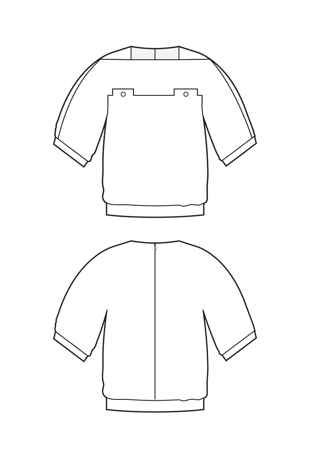 70-2 CALABLANCA Short-sleeved breakfast sweater with front flaps