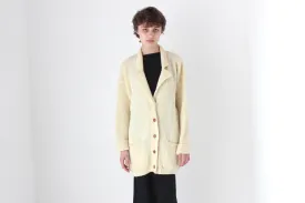 80s Cream Pure Wool Oversized Cardigan