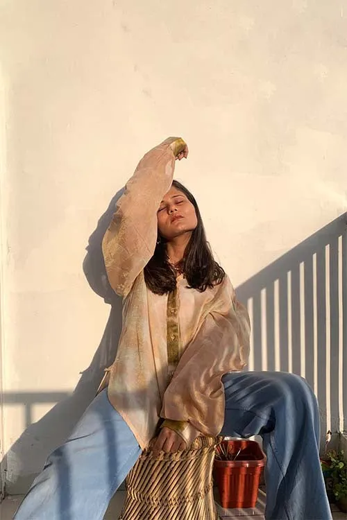 Bageeya "Chamkila" Handwoven Zari Chanderi Shirt