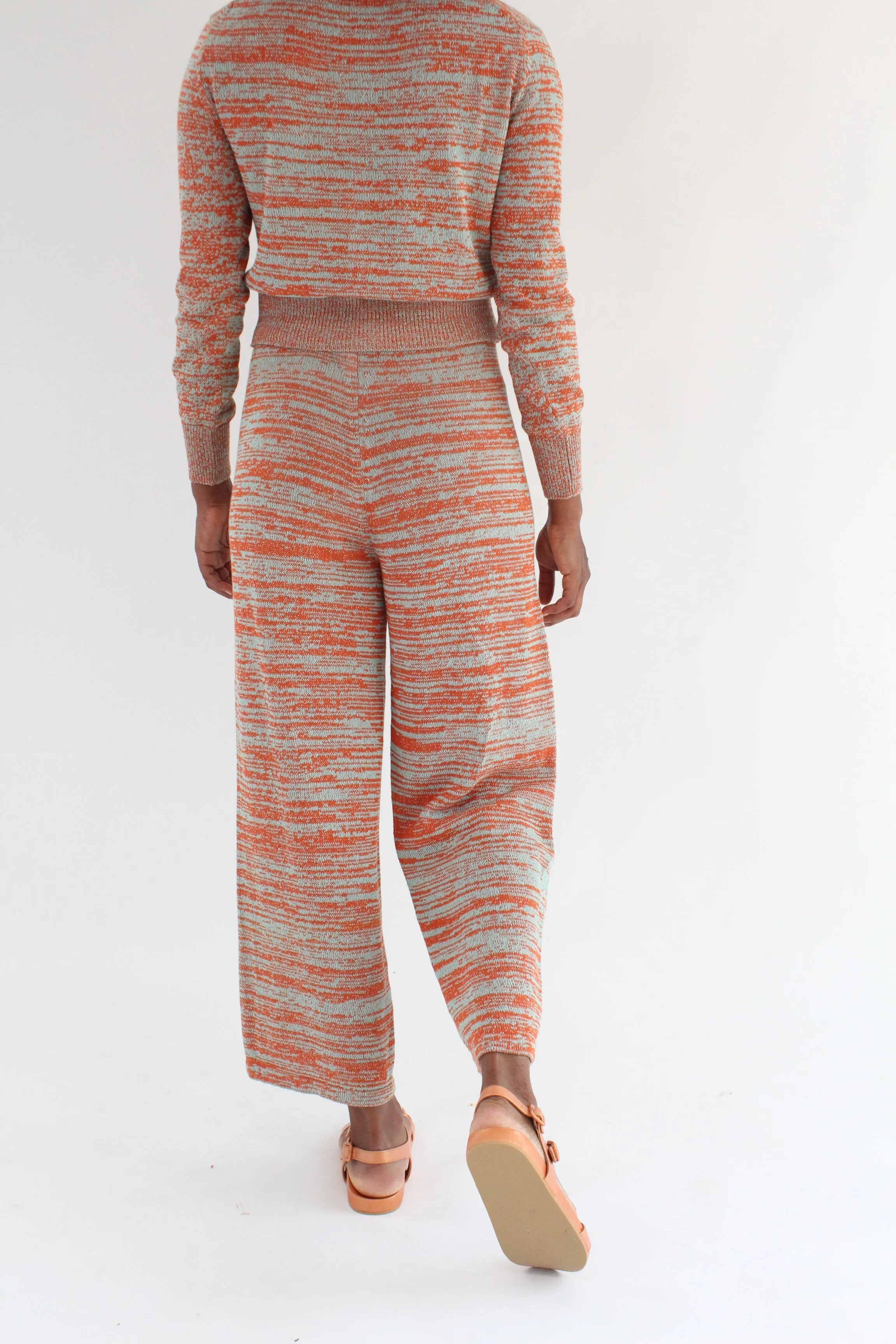 Beklina Cotton Knit Trouser Poppy/Aqua
