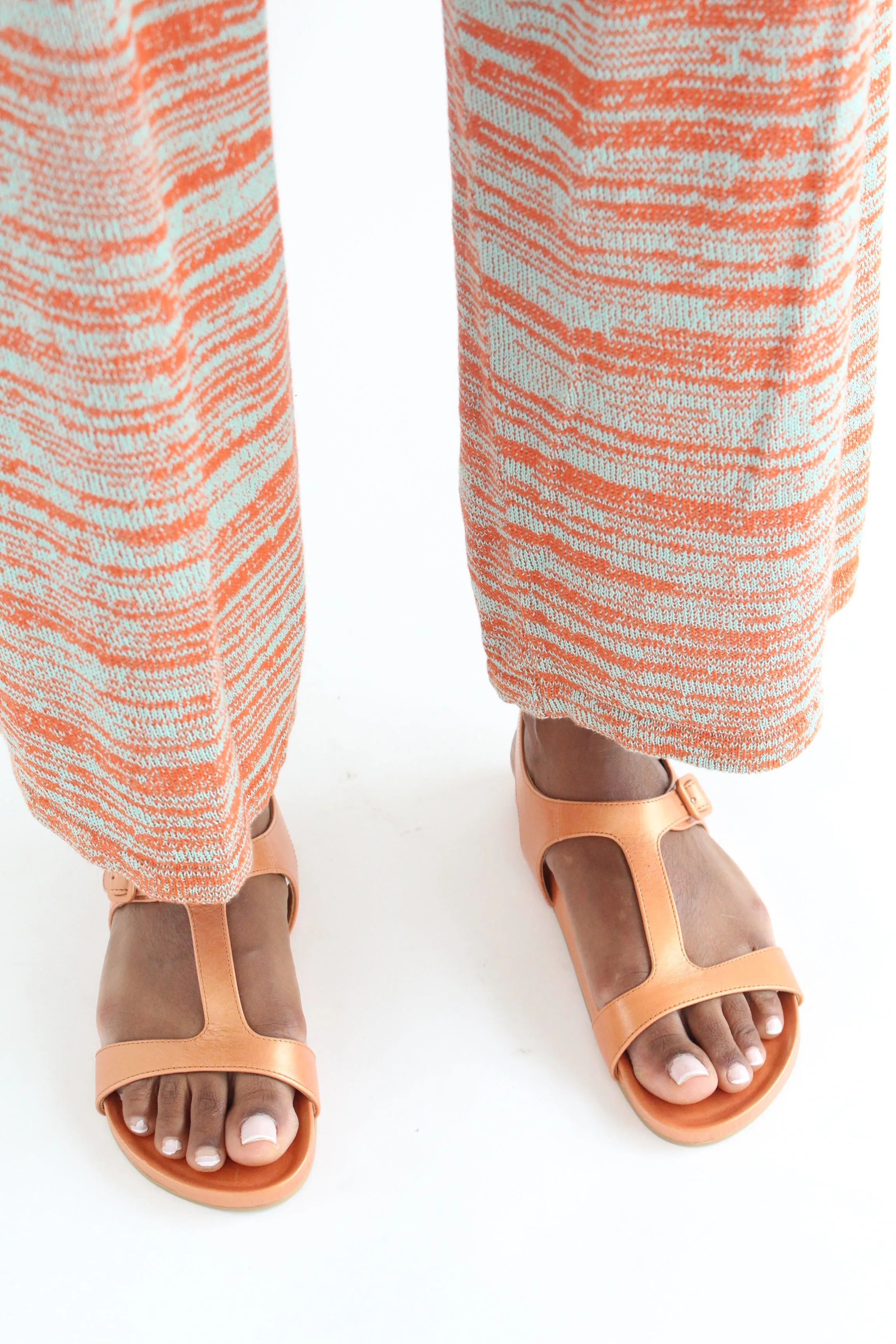 Beklina Cotton Knit Trouser Poppy/Aqua