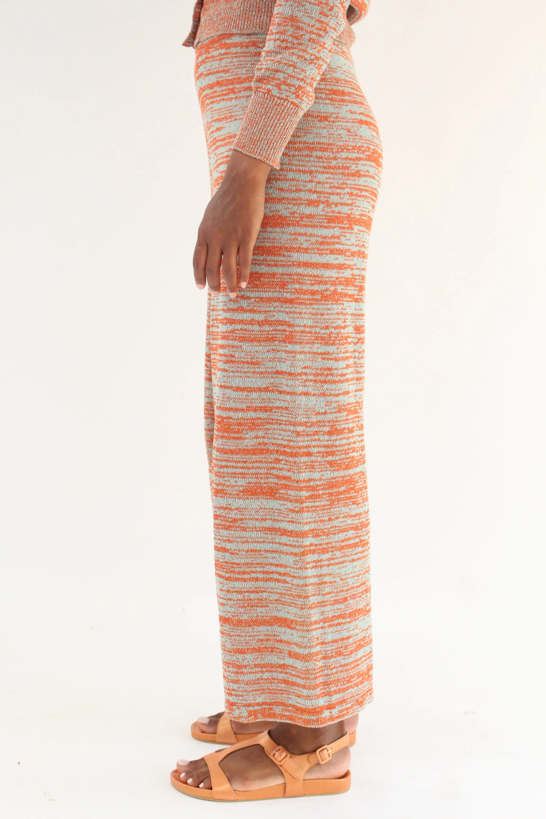 Beklina Cotton Knit Trouser Poppy/Aqua
