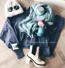 BOBI Cozy HeatherKnit SCANDAL Crop Hoodie Top