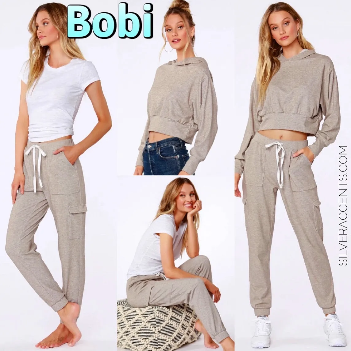 BOBI Cozy HeatherKnit SCANDAL Crop Hoodie Top