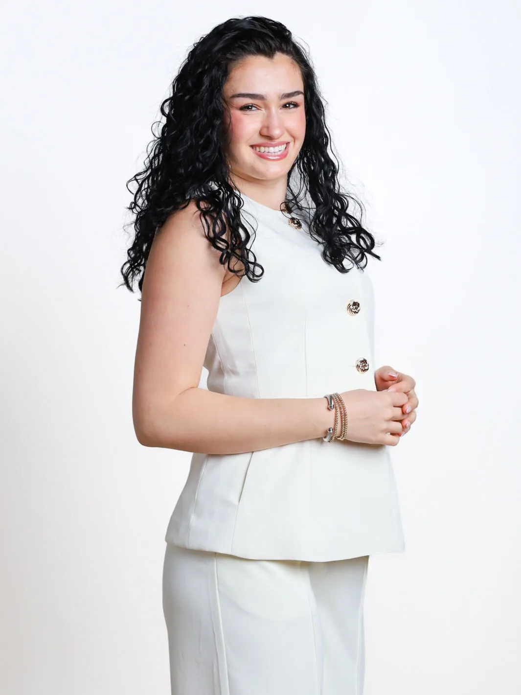 Breezy Venture Button Front Peplum Blouse