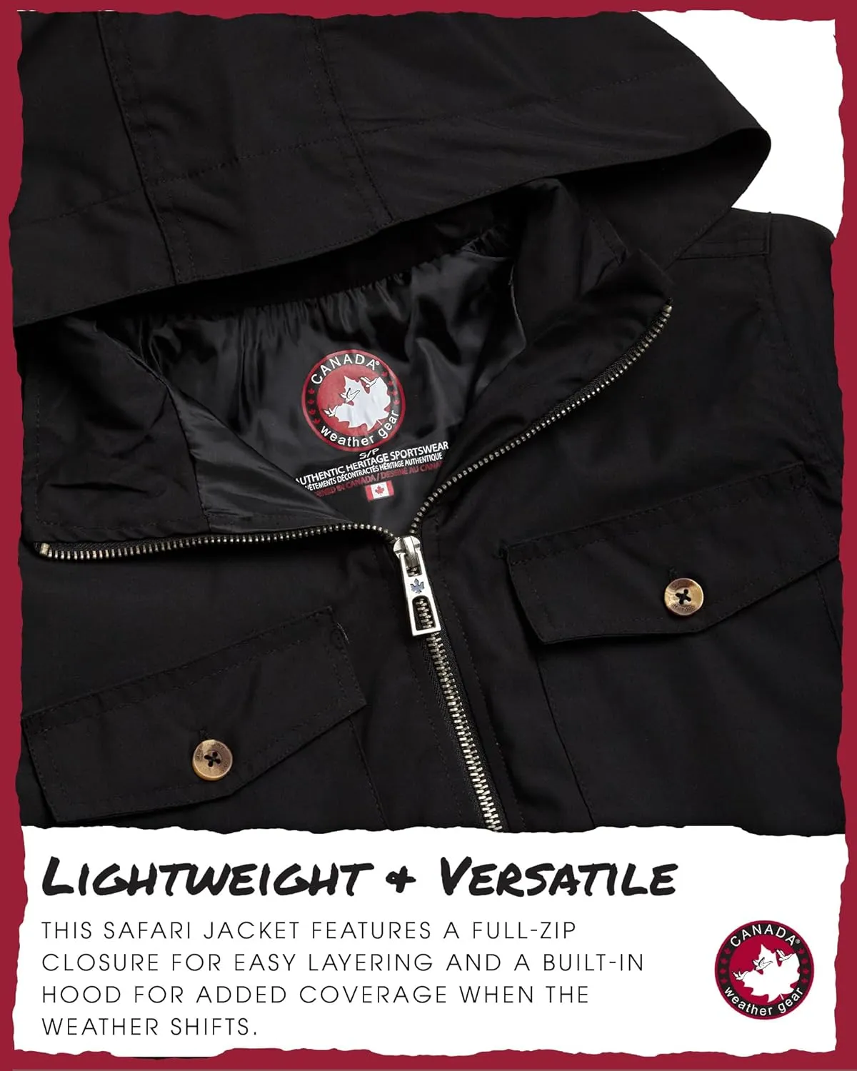 CANADA WEATHER GEAR Womens Utility Jacket - Long Sleeve Zip Up Hooded Safari Military Anorak Jackets for Women (Sizes: S-2XL)