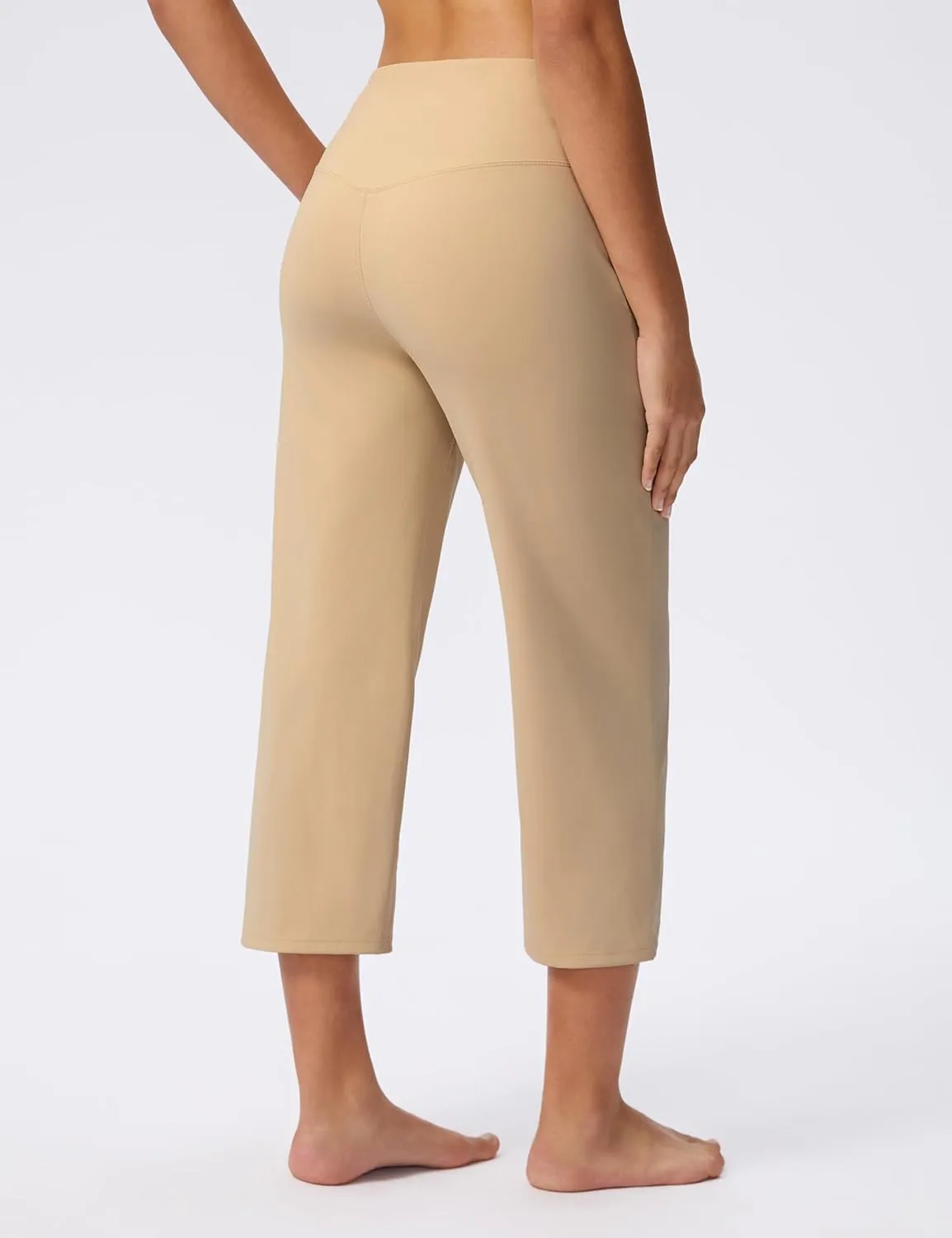 Capri Pants for Women Wide Leg Stretch Yoga Cropped Pants with Pockets Loose High Waist Casual Summer 22"