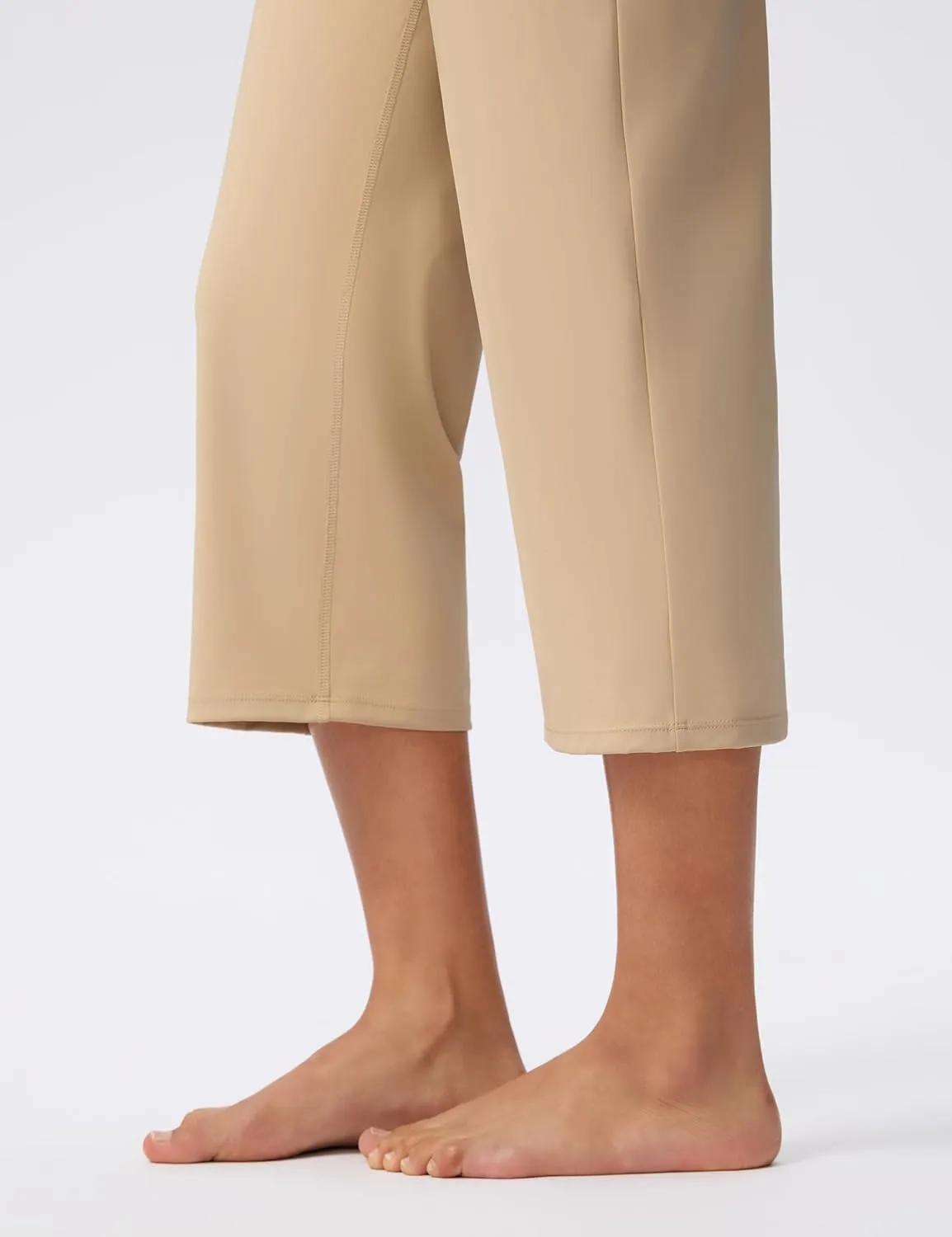 Capri Pants for Women Wide Leg Stretch Yoga Cropped Pants with Pockets Loose High Waist Casual Summer 22"