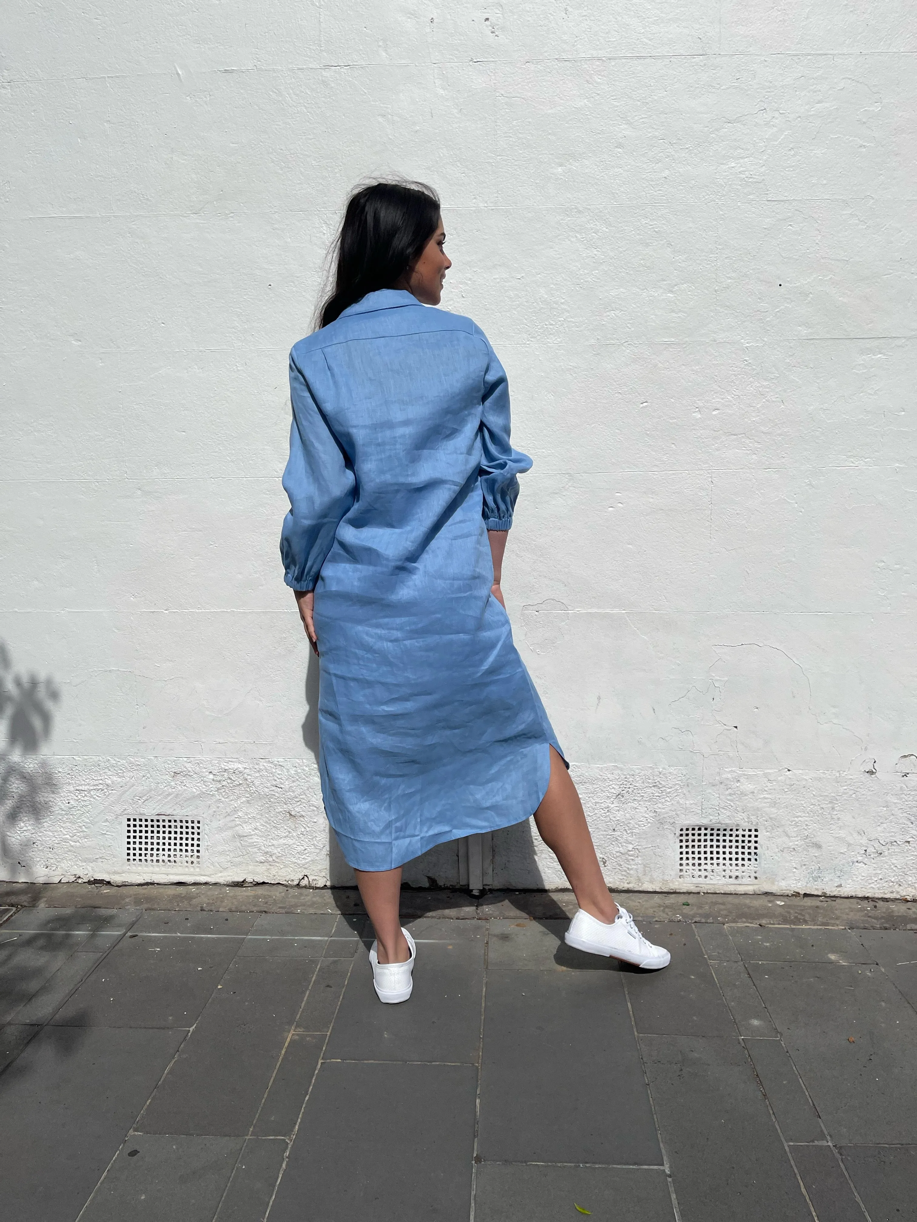 CARLY B LINEN SHIRT DRESS
