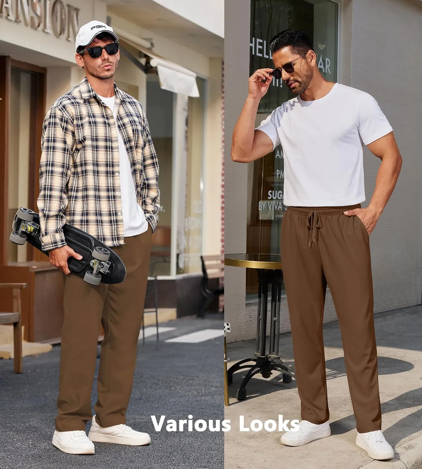 COOFANDY Men's Casual Pants Waffle Knit Yoga Pants Lightweight Sweatpants Open Bottom Lounge Trousers
