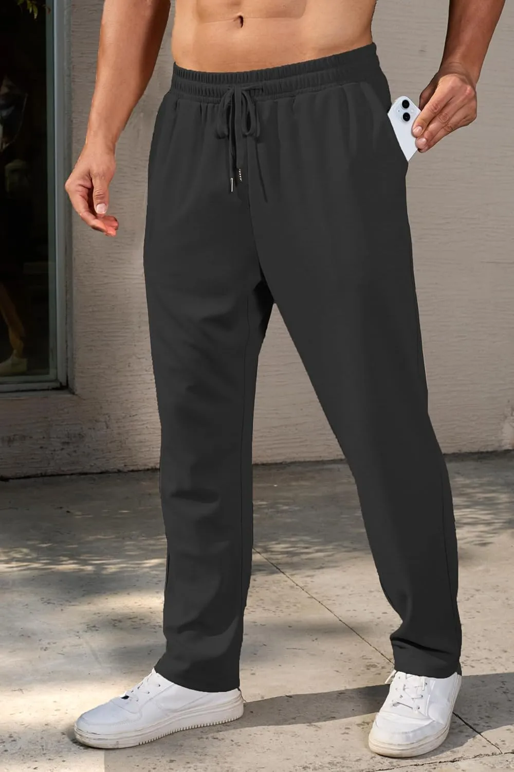 COOFANDY Men's Casual Pants Waffle Knit Yoga Pants Lightweight Sweatpants Open Bottom Lounge Trousers