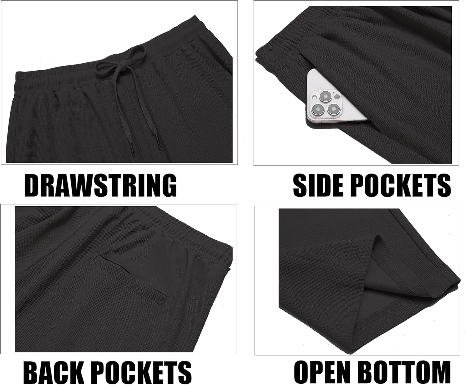 COOFANDY Men's Casual Pants Waffle Knit Yoga Pants Lightweight Sweatpants Open Bottom Lounge Trousers