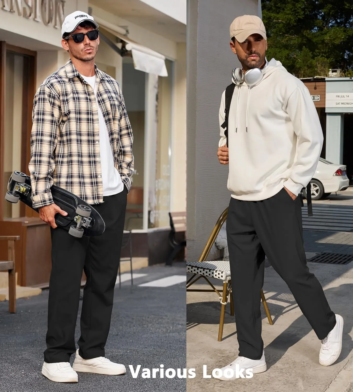 COOFANDY Men's Casual Pants Waffle Knit Yoga Pants Lightweight Sweatpants Open Bottom Lounge Trousers
