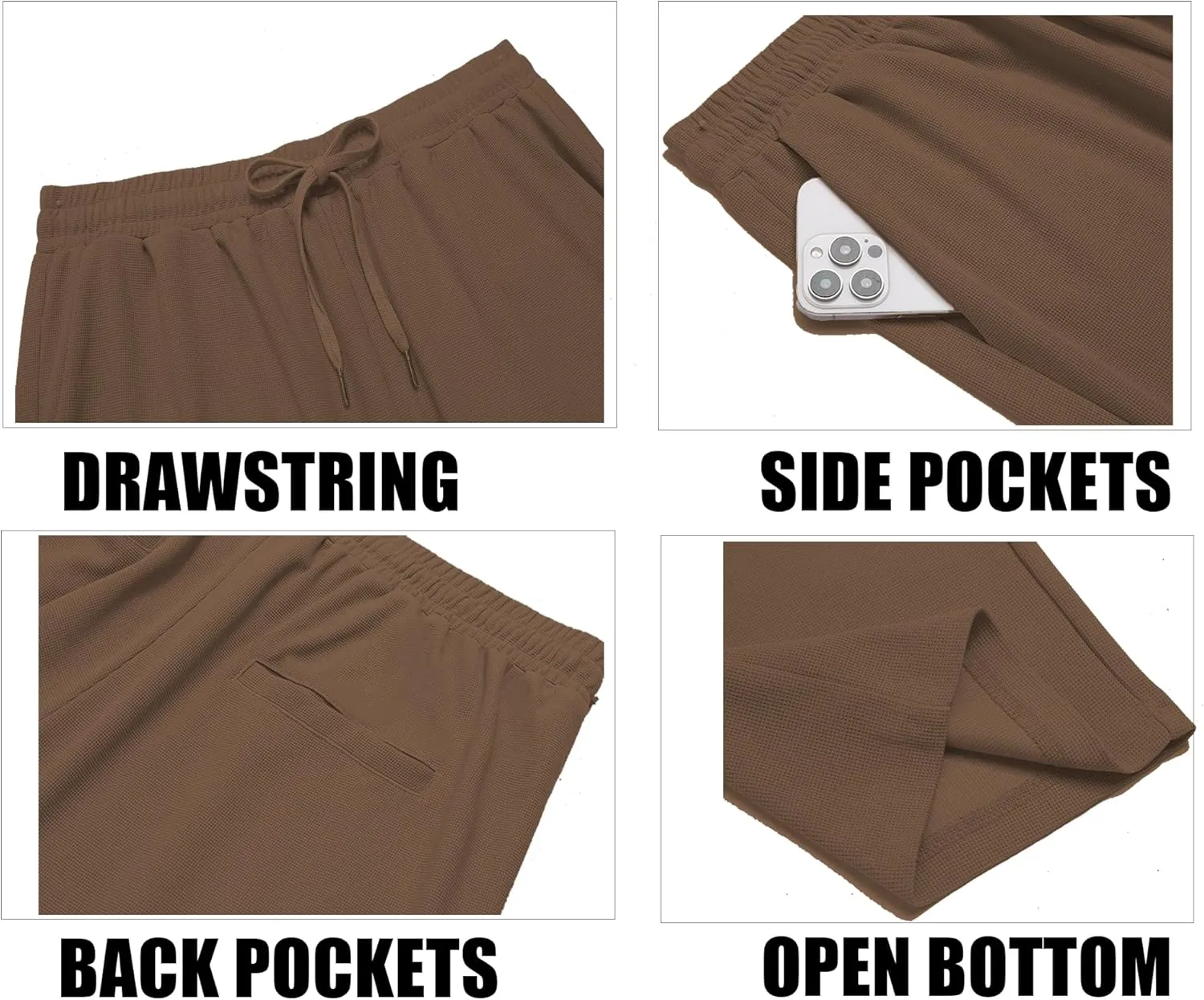 COOFANDY Men's Casual Pants Waffle Knit Yoga Pants Lightweight Sweatpants Open Bottom Lounge Trousers