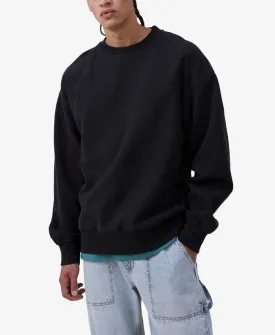 COTTON ON Mens Oversized Fleece Sweater Faded Slate Black Medium
