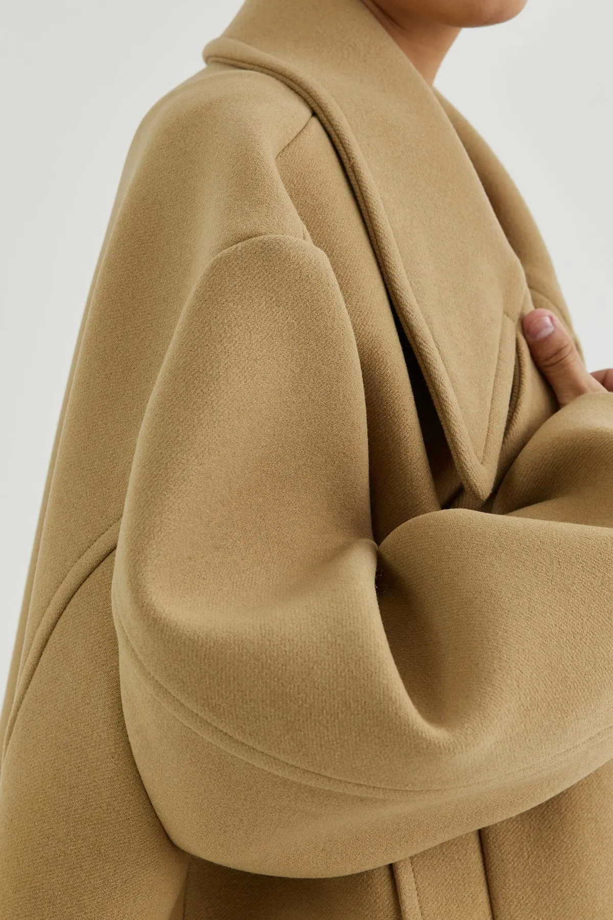 Cropped double-breasted wool pea coat