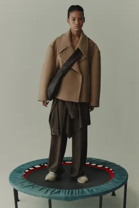 Cropped double-breasted wool pea coat