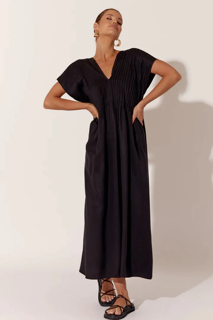 Dani Pleated Midi Dress- BLACK