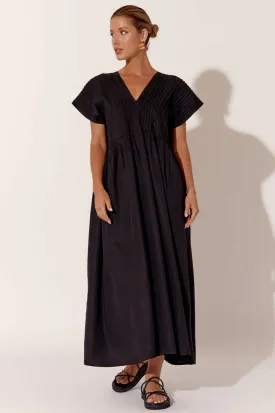 Dani Pleated Midi Dress- BLACK