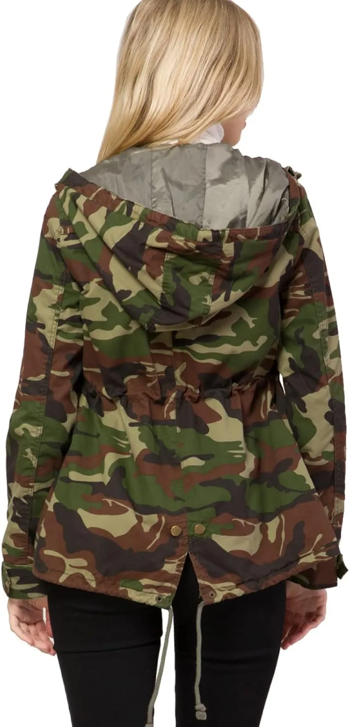 Design by Olivia Women's Military Anorak Safari Hoodie Jacket