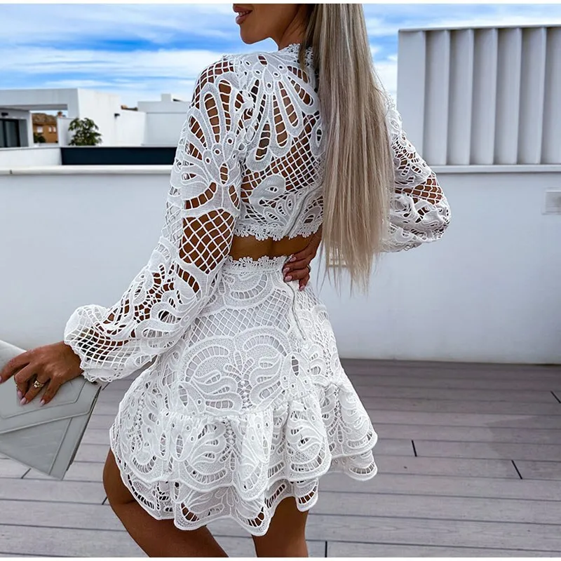 Eden Hollow out Blouse and Shorts Set