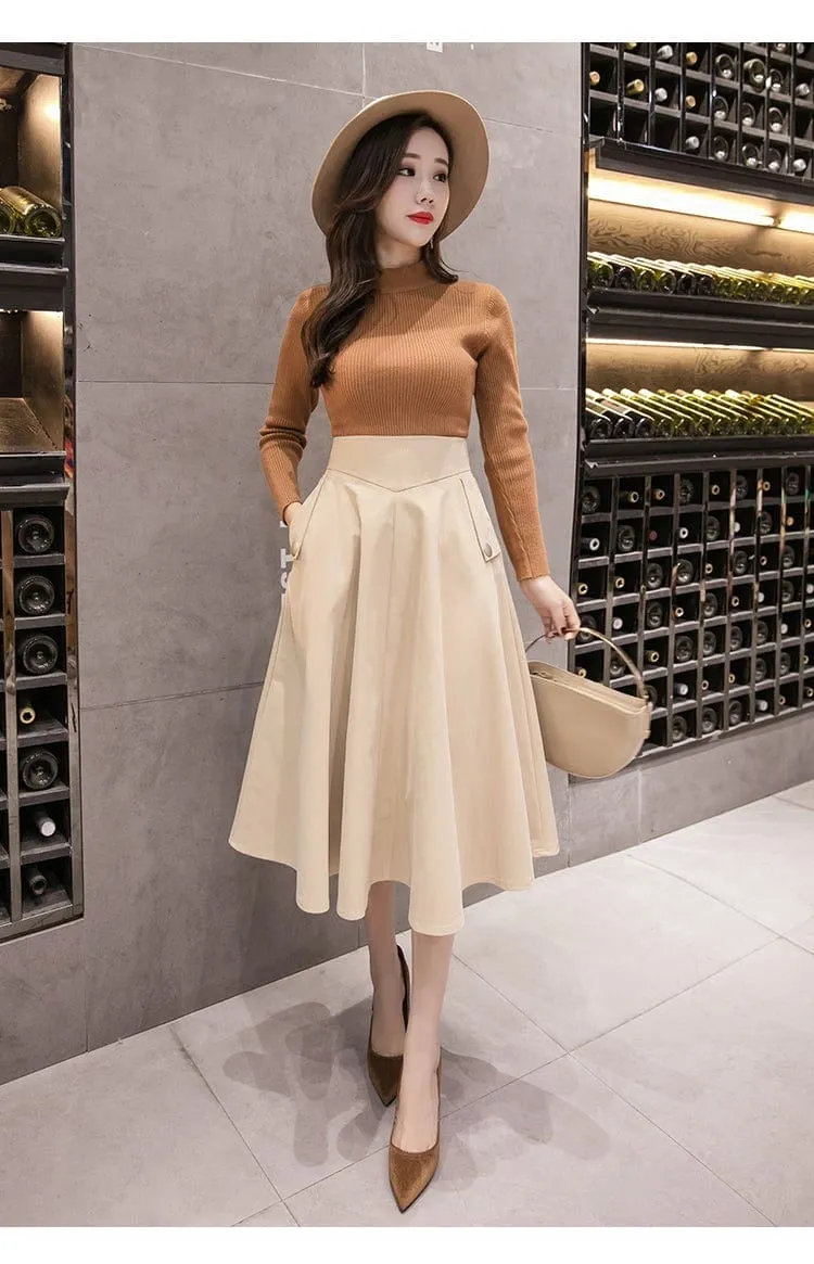 Elegant Swing Midi Skirt