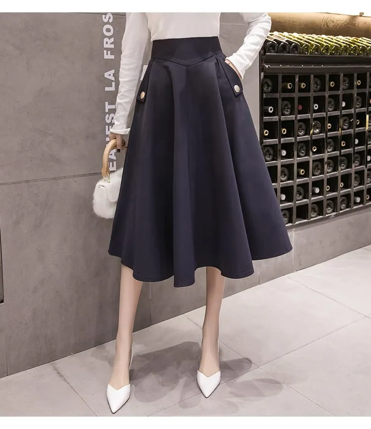 Elegant Swing Midi Skirt