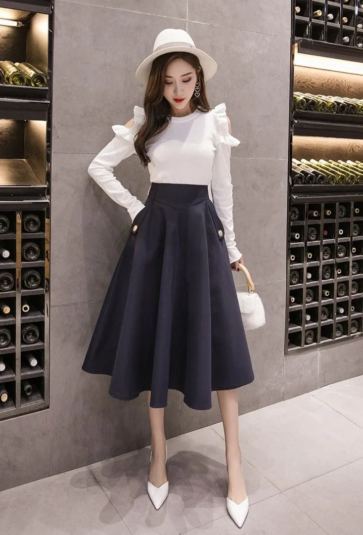 Elegant Swing Midi Skirt
