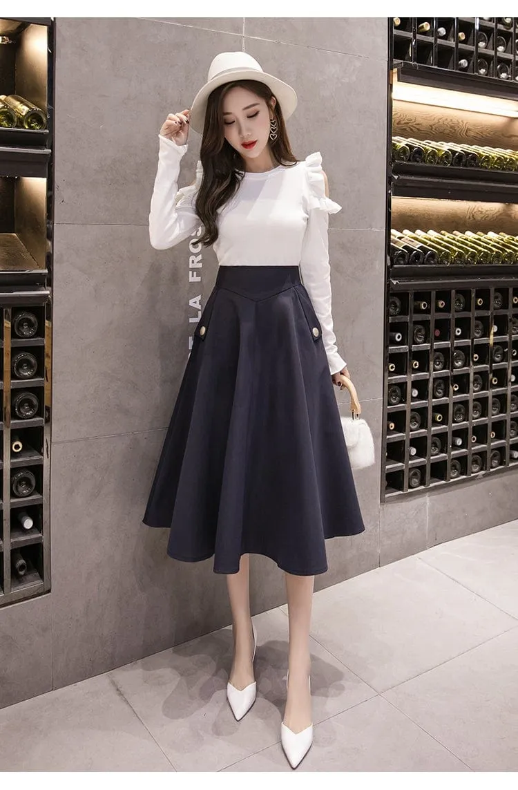 Elegant Swing Midi Skirt