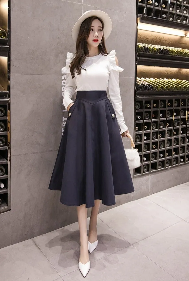 Elegant Swing Midi Skirt