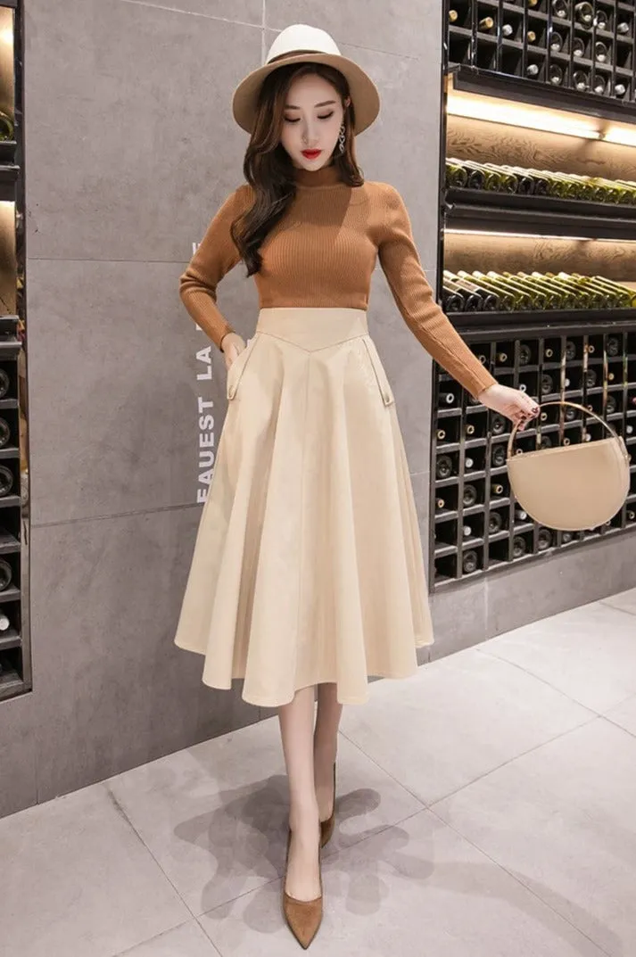 Elegant Swing Midi Skirt