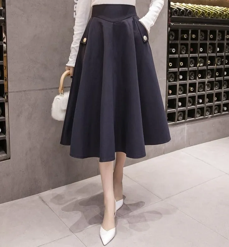 Elegant Swing Midi Skirt