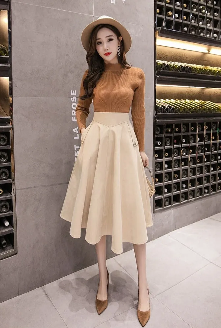 Elegant Swing Midi Skirt