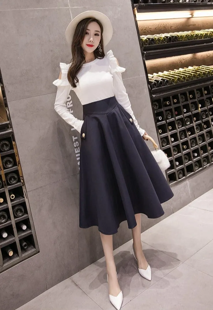 Elegant Swing Midi Skirt