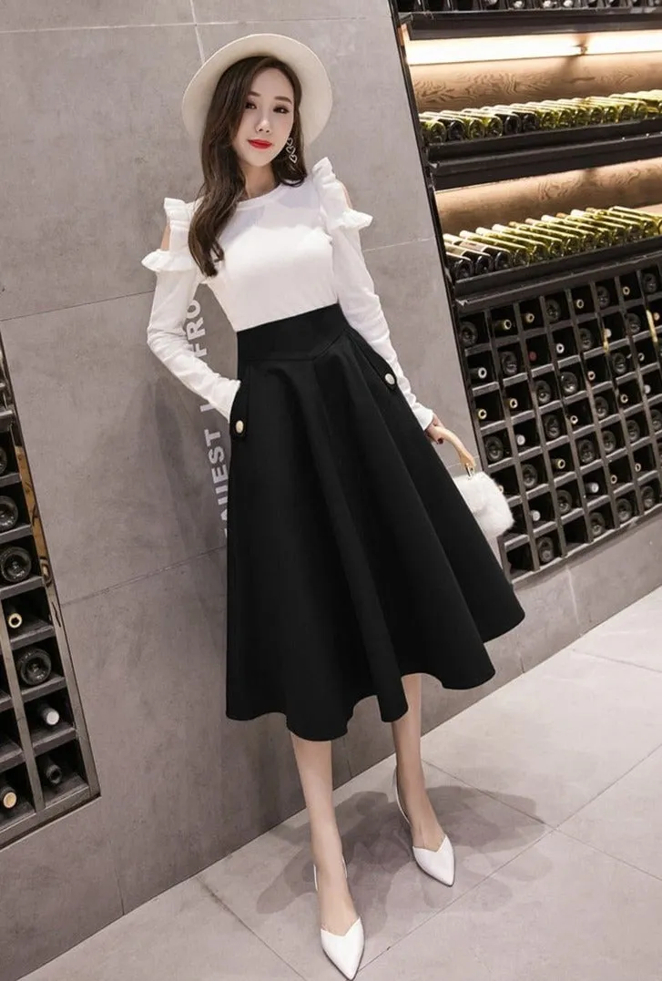 Elegant Swing Midi Skirt
