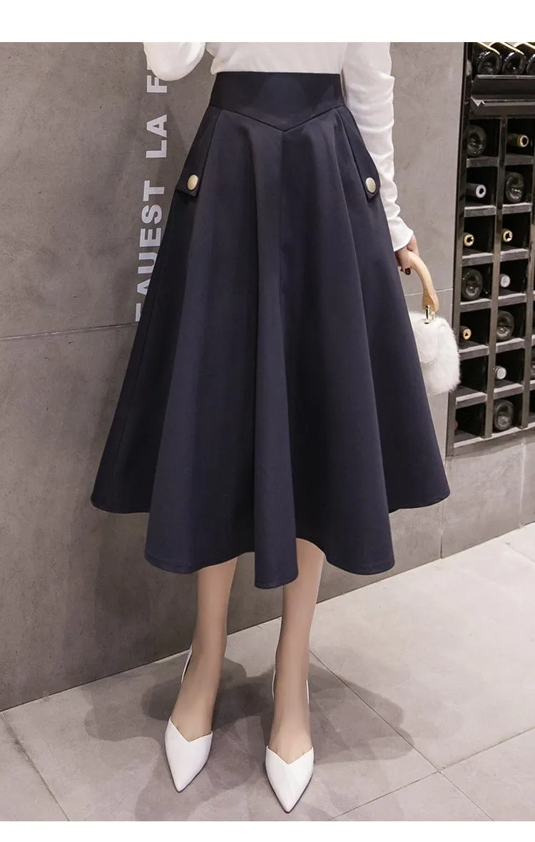 Elegant Swing Midi Skirt