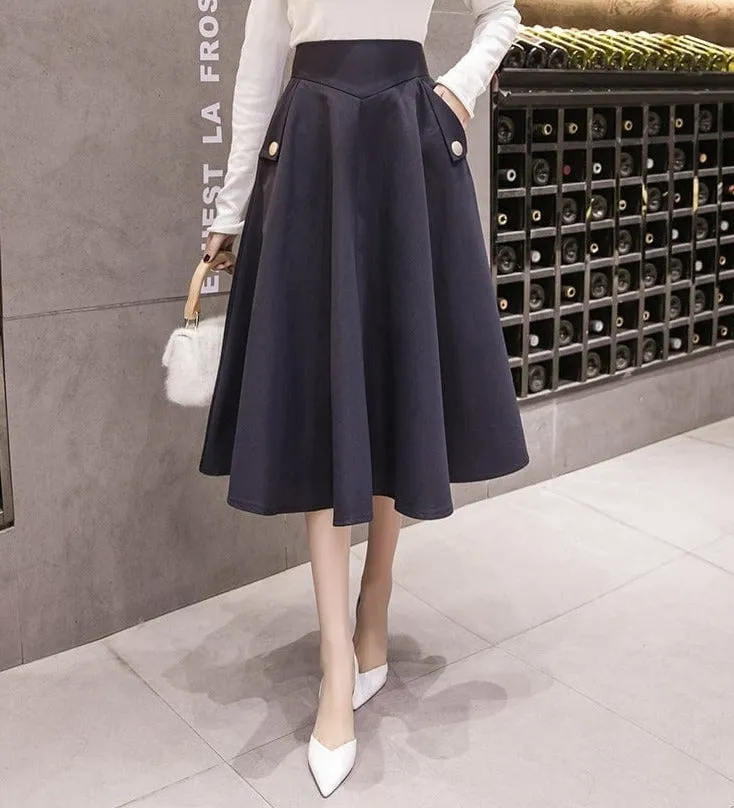 Elegant Swing Midi Skirt