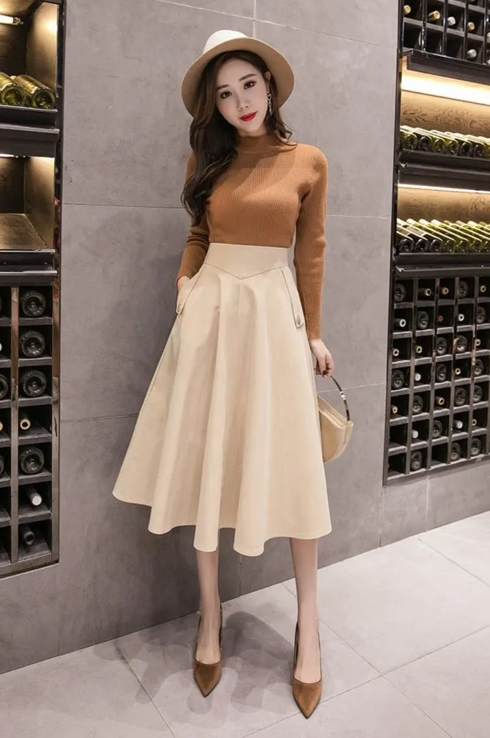 Elegant Swing Midi Skirt