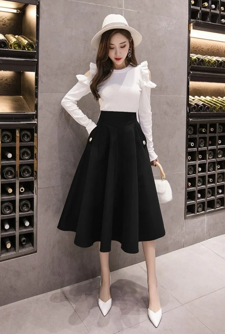 Elegant Swing Midi Skirt