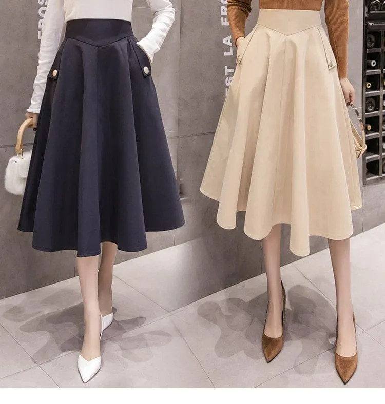 Elegant Swing Midi Skirt