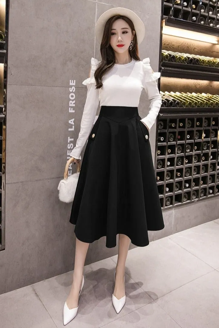 Elegant Swing Midi Skirt