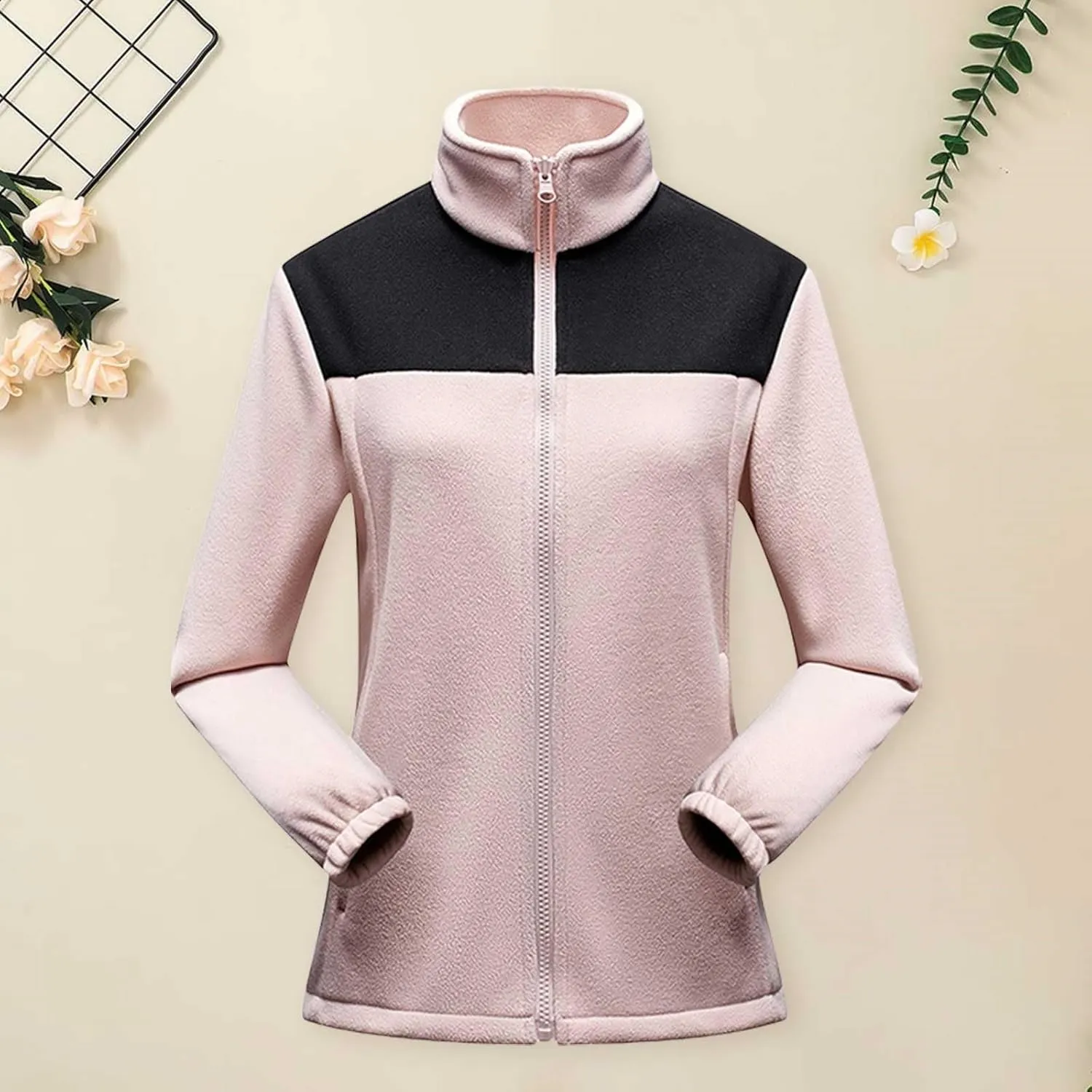 Fleece Jackets for Men Full Zip Lightweight Warm Winter Soft Coats Fashion Color Block Outdoor Hiking Jackets