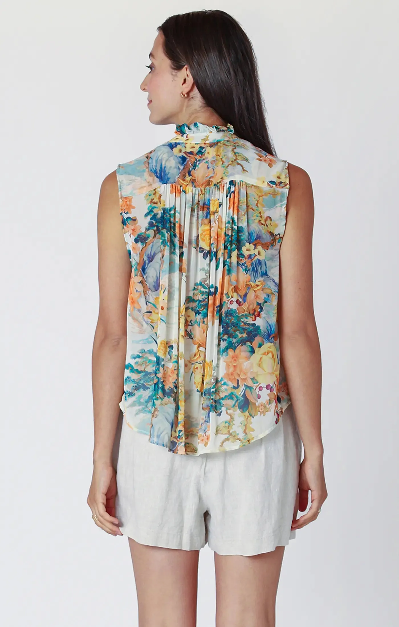 Floral V Neck Button Front Blouse 2523753 T