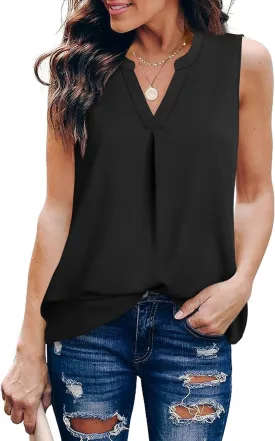 Gaharu Women's Summer Tank Blouse Casual V Neck Sleeveless Tunic Top Shirt