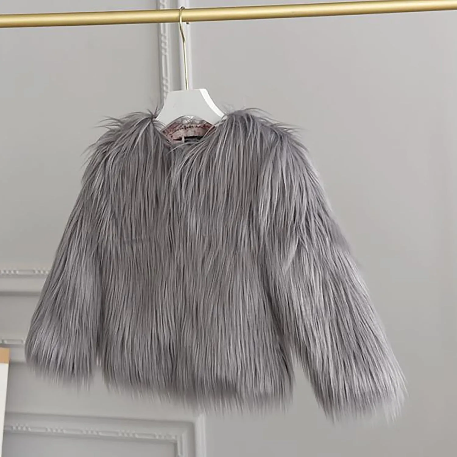 Girls Faux Fur Jacket Kids Furry Coat Elegant Shaggy Jacket Toddler Princess Dress Coat Fur Cardigan Baby Winter Coat