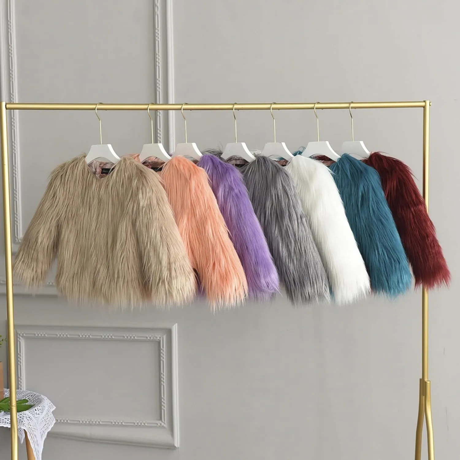 Girls Faux Fur Jacket Kids Furry Coat Elegant Shaggy Jacket Toddler Princess Dress Coat Fur Cardigan Baby Winter Coat