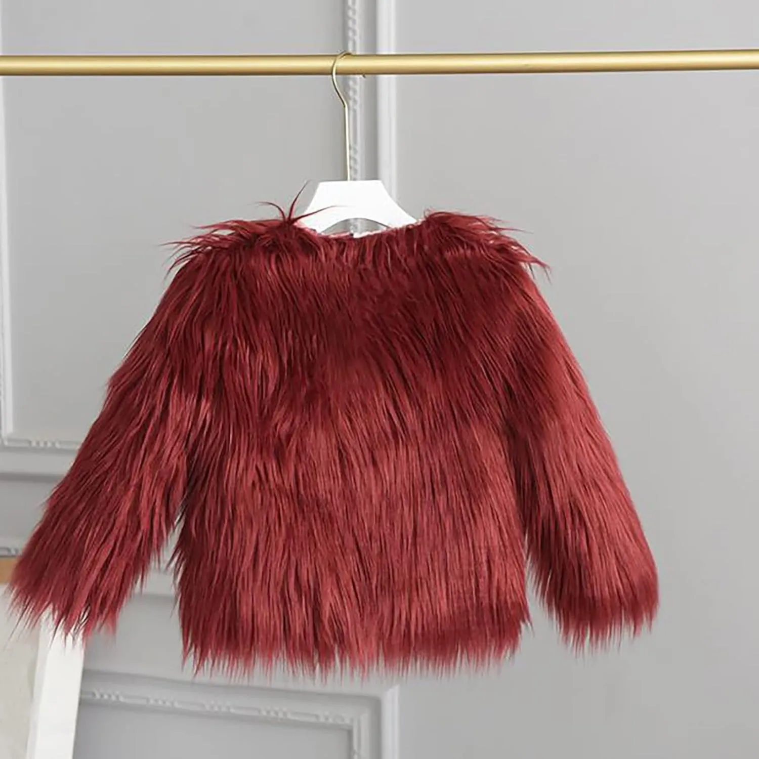 Girls Faux Fur Jacket Kids Furry Coat Elegant Shaggy Jacket Toddler Princess Dress Coat Fur Cardigan Baby Winter Coat