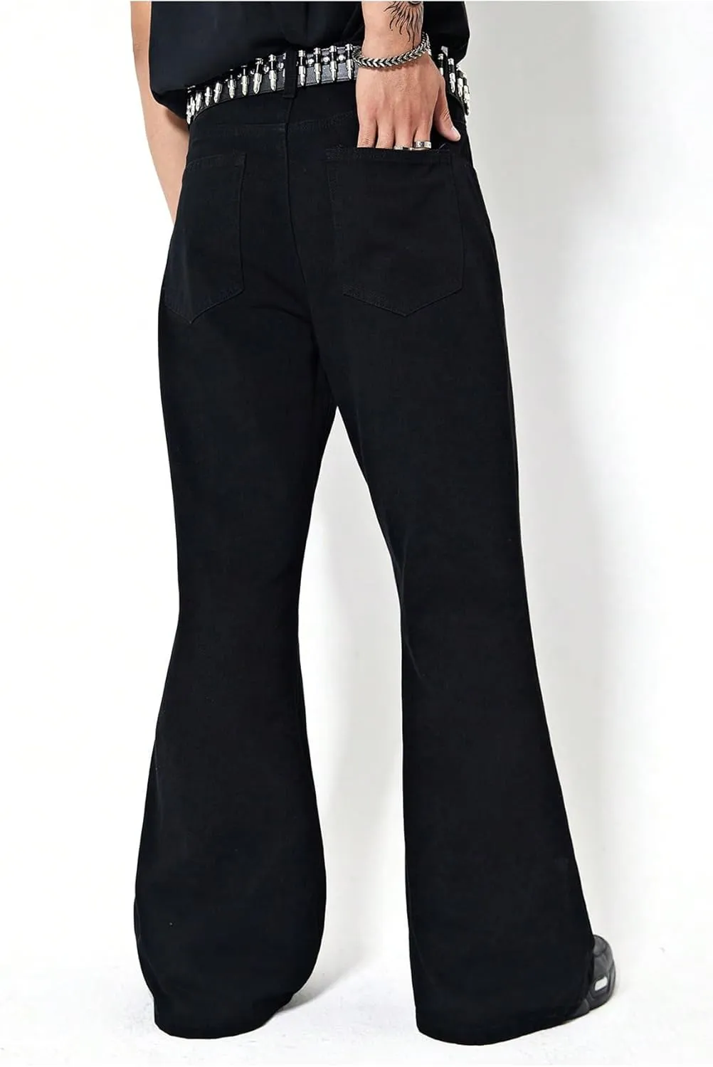 GORGLITTER Men's Bell Bottom Pants Slim Fit Flared Pants 70s Formal Dress Bootcut Trousers