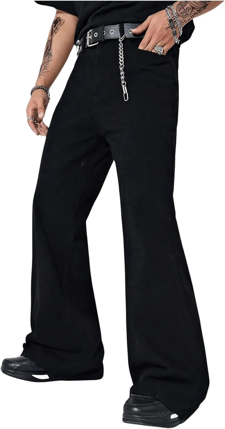 GORGLITTER Men's Bell Bottom Pants Slim Fit Flared Pants 70s Formal Dress Bootcut Trousers